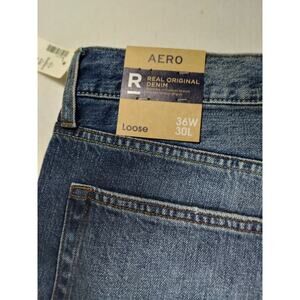 Aeropostale Mens Original Loose Jeans 36/30 Blue Distressed Dark Denim NWT
